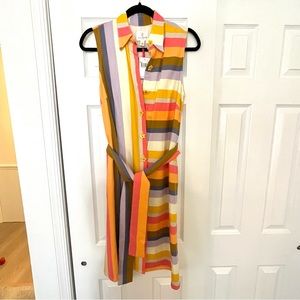Striped dress with flower buttons